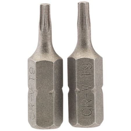 T9 1/4" Hex. Draper TX-STAR Insert Bit 25mm Long x 2: Model No. 25TX/2/B