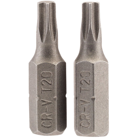 T20 1/4" Hex. Draper TX-STAR Insert Bit 25mm Long x 2: Model No. 25TX/2/B
