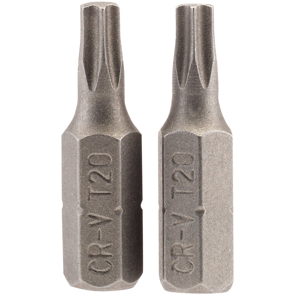 T20 1/4" Hex. Draper TX-STAR Insert Bit 25mm Long x 2: Model No. 25TX/2/B