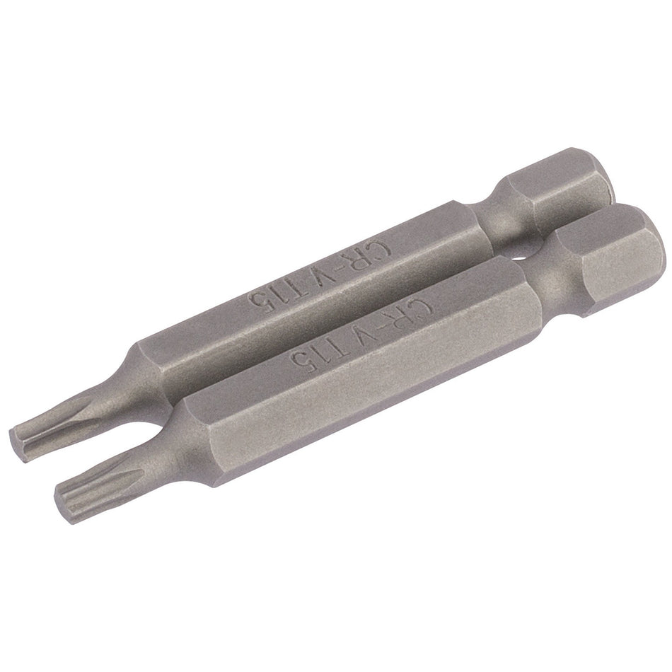 T15 1/4" Hex. Draper TX-STAR Insert Bit 50mm Long x 2: Model No. 50TX/2/B