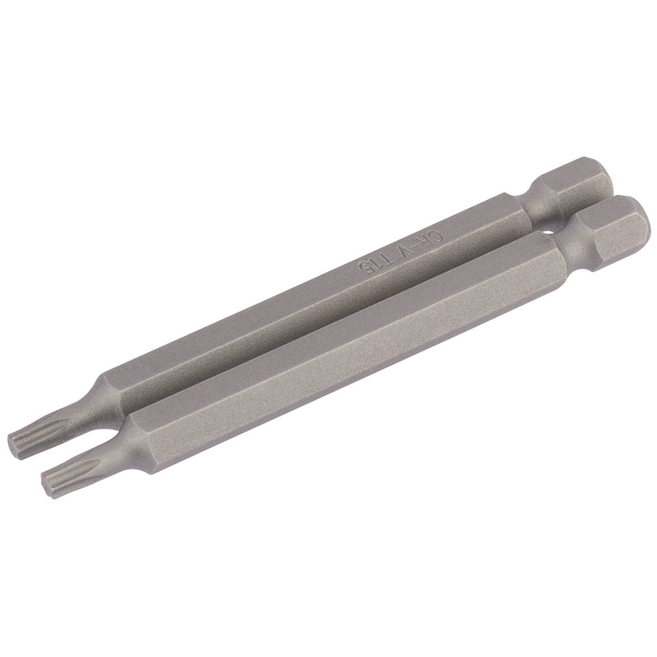 T15 1/4" Hex. Draper TX-STAR Insert Bit 75mm Long x 2: Model No. 75TX/2/B