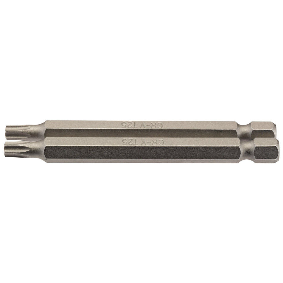 T25 1/4" Hex. Draper TX-STAR Insert Bit 75mm Long x 2: Model No. 75TX/2/B
