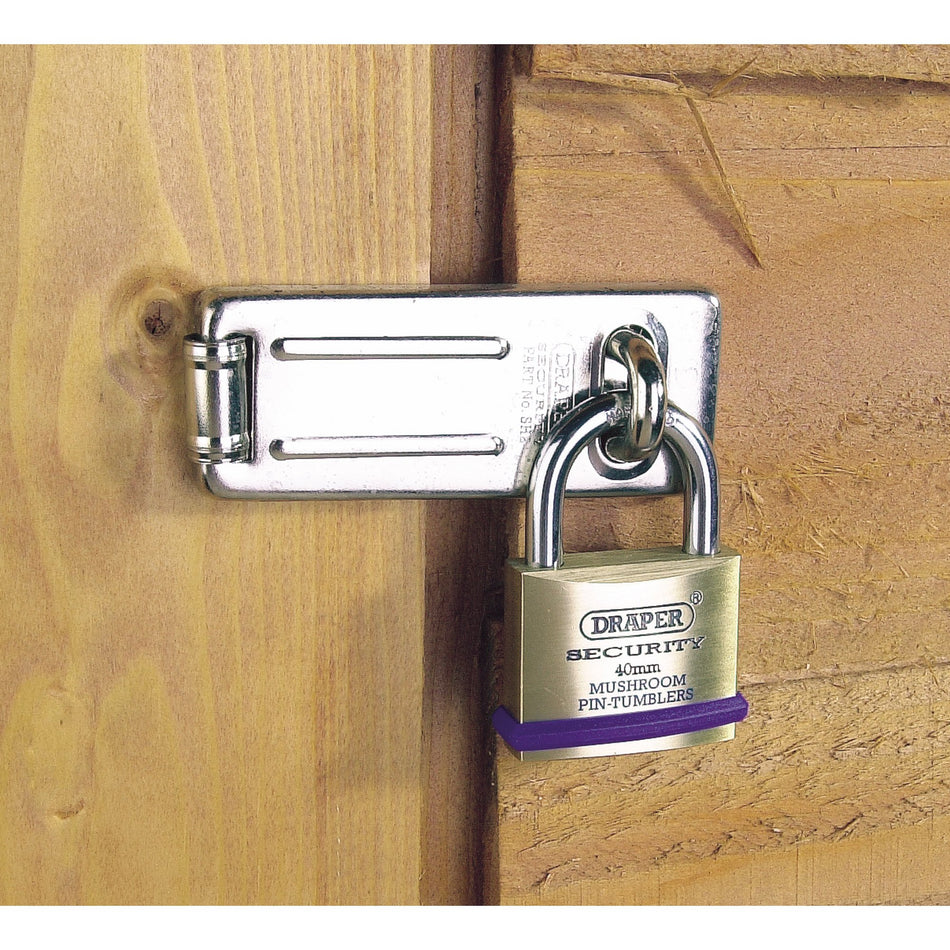 DRAPER Pack of 6 x 40mm Solid Brass Padlocks with Hardened Steel Shackle: Model No.8302/40/KA