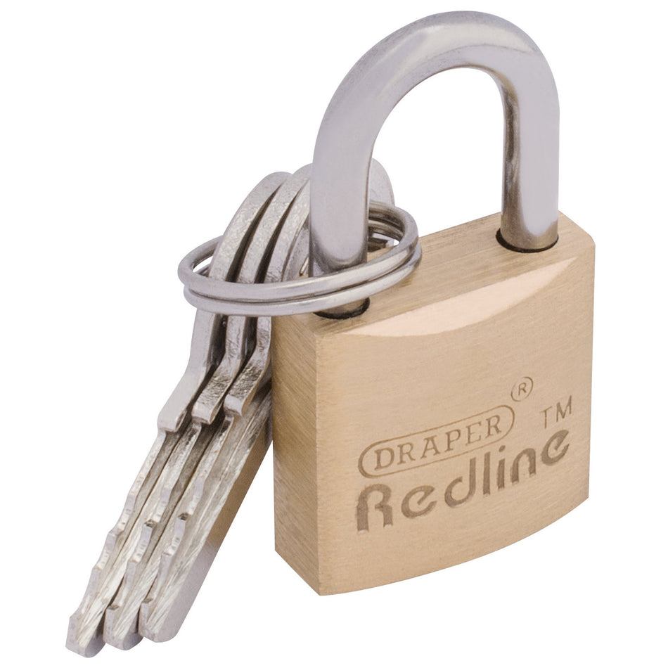 DRAPER 20mm Brass Cylinder Padlock : Model No.RL-PL