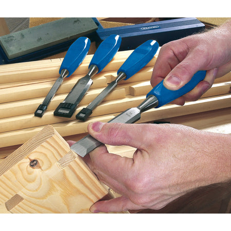 DRAPER 4 Piece Bevel Edge Wood Chisel Set: Model No.WCS/4