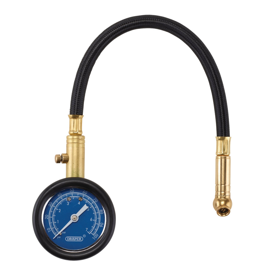 DRAPER Tyre Pressure Gauge with Flexible Hose: Model No.TPG100A