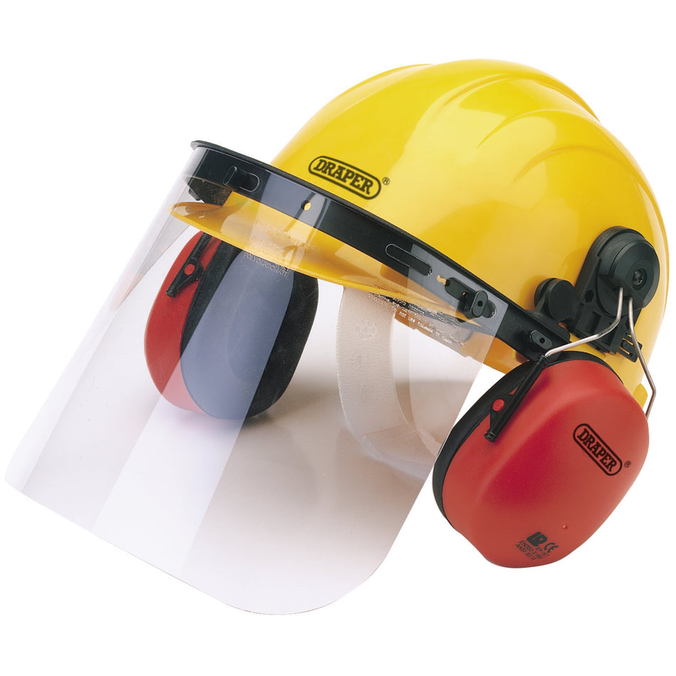 DRAPER Safety Helmet with Ear Muffs and Visor: Model No.SHEMV