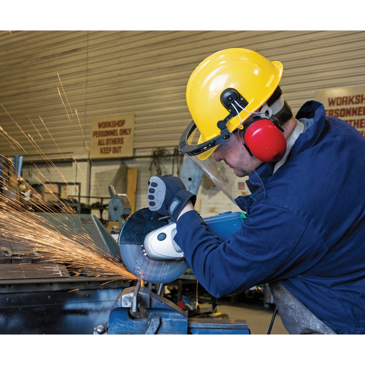 DRAPER Safety Helmet with Ear Muffs and Visor: Model No.SHEMV