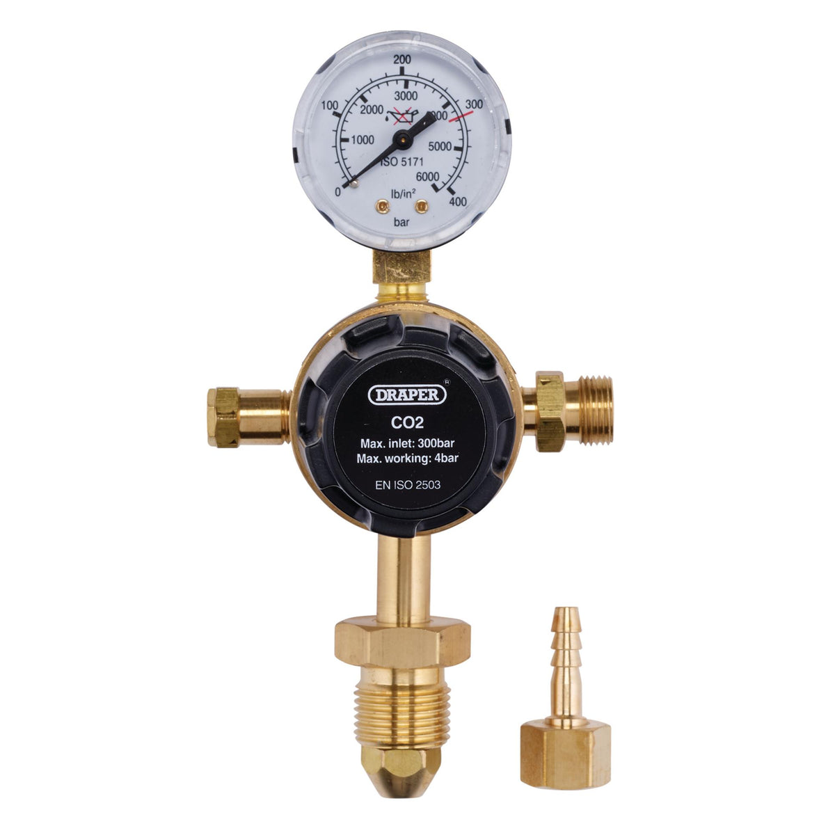 Industrial Gas Bottle Regulator with Single Gauge, 300 bar: Model No. WREGICO2-1G