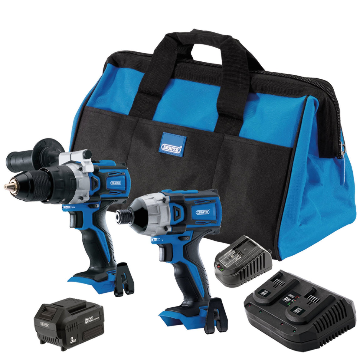D20 20V Combi/Driver Kit, 1 x 4.0Ah Battery, 1 x 3.0Ah Battery, 1 x Charger : Model No. PTKD20CDKIT