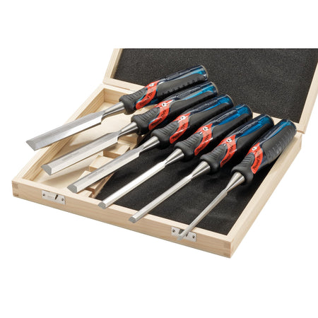 140mm Soft Grip 'Pound Thru' Bevel Edge Wood Chisel Set (6 Piece): Model No.DEPTWD/6