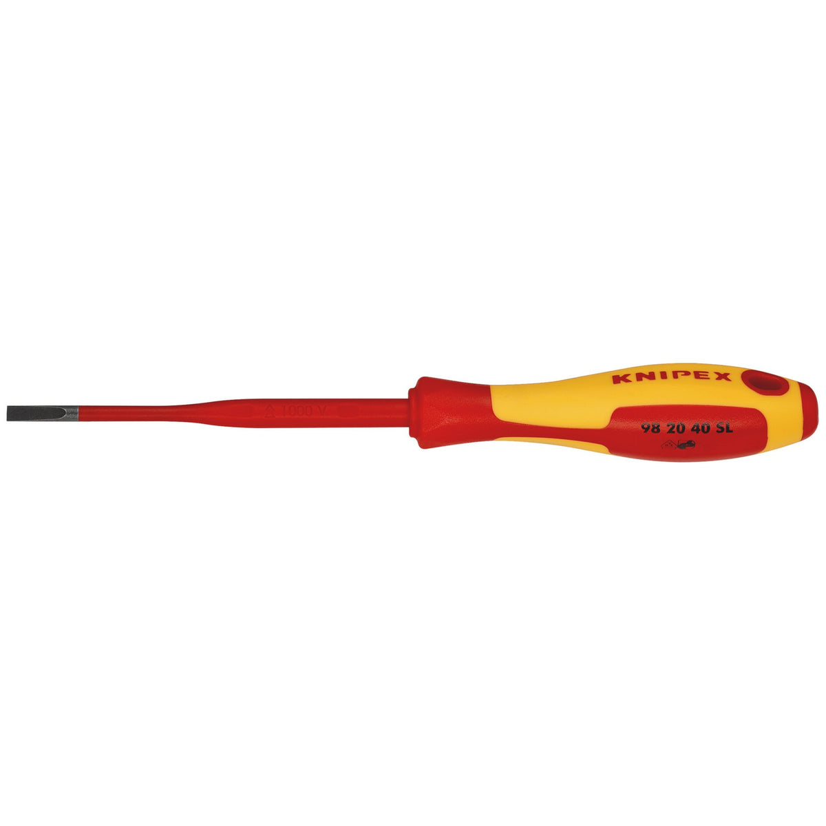 KNIPEX 98 20 40 SL VDE Insulated Slotted Screwdriver, 4.0 x 100mm - Slim: No.98 20 40 SL