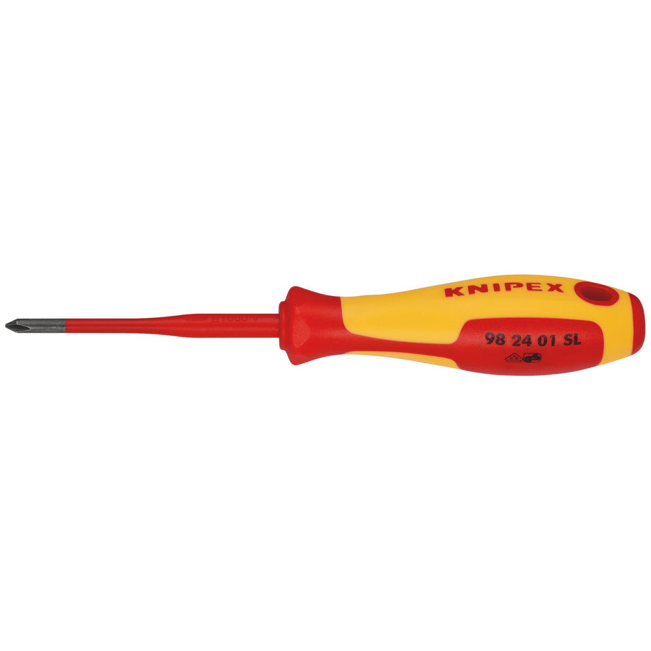 KNIPEX 98 24 01 SL VDE Insulated Phillips Screwdriver, PH1 x 80mm - Slim: No.98 24 01 SL