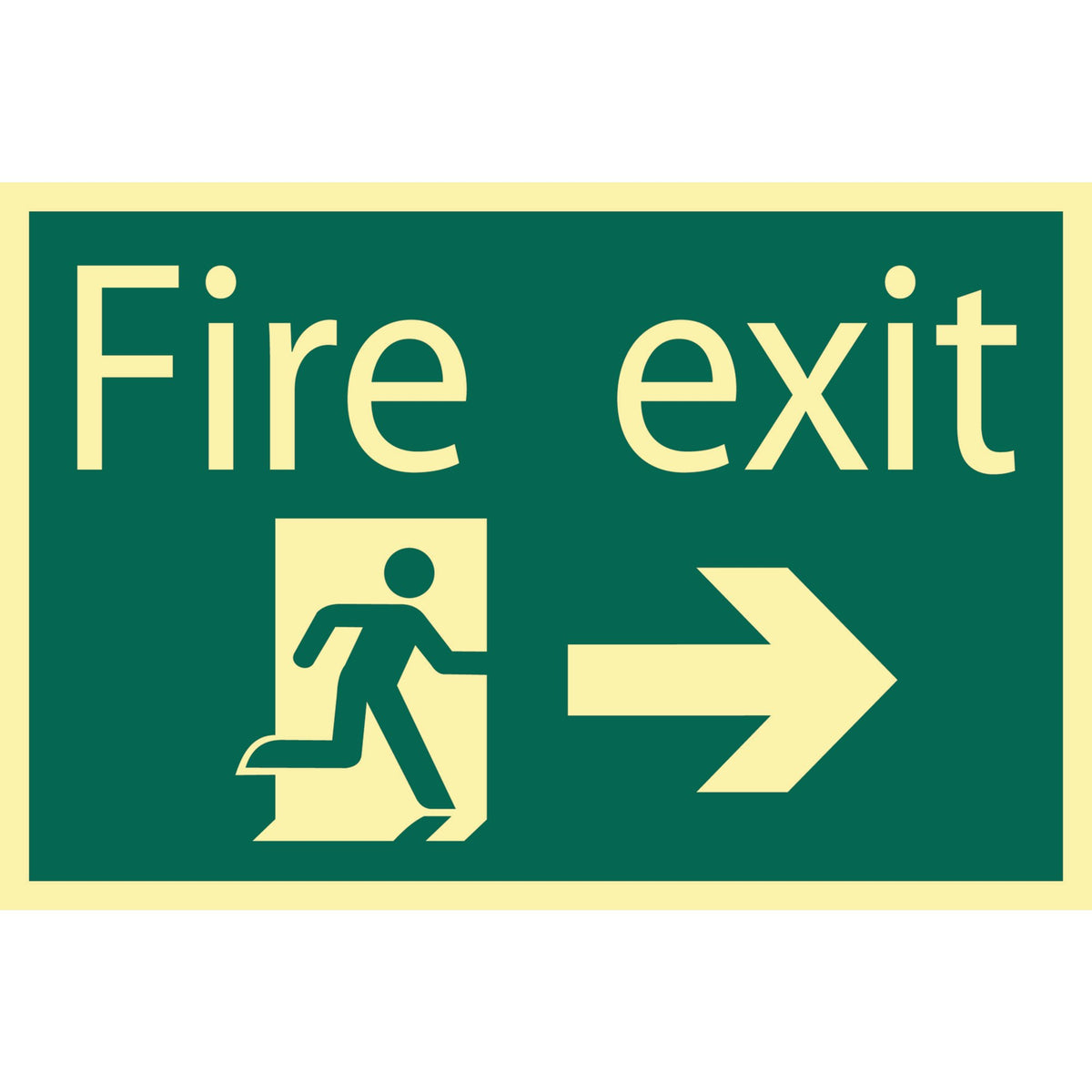DRAPER Glow In The Dark 'Fire Exit Arrow Right' Safety Sign: Model No.SS45