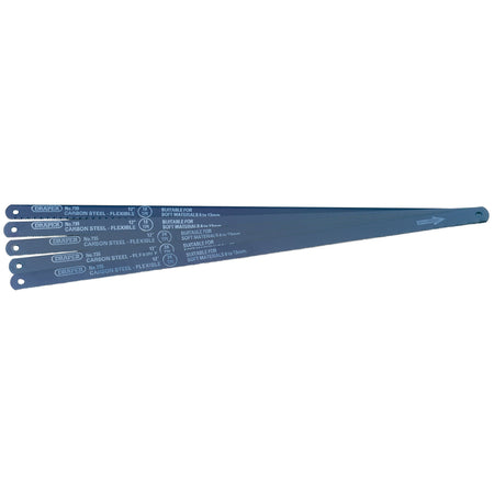 DRAPER 5 Assorted 300mm Flexible Carbon Steel Hacksaw Blades: Model No.735