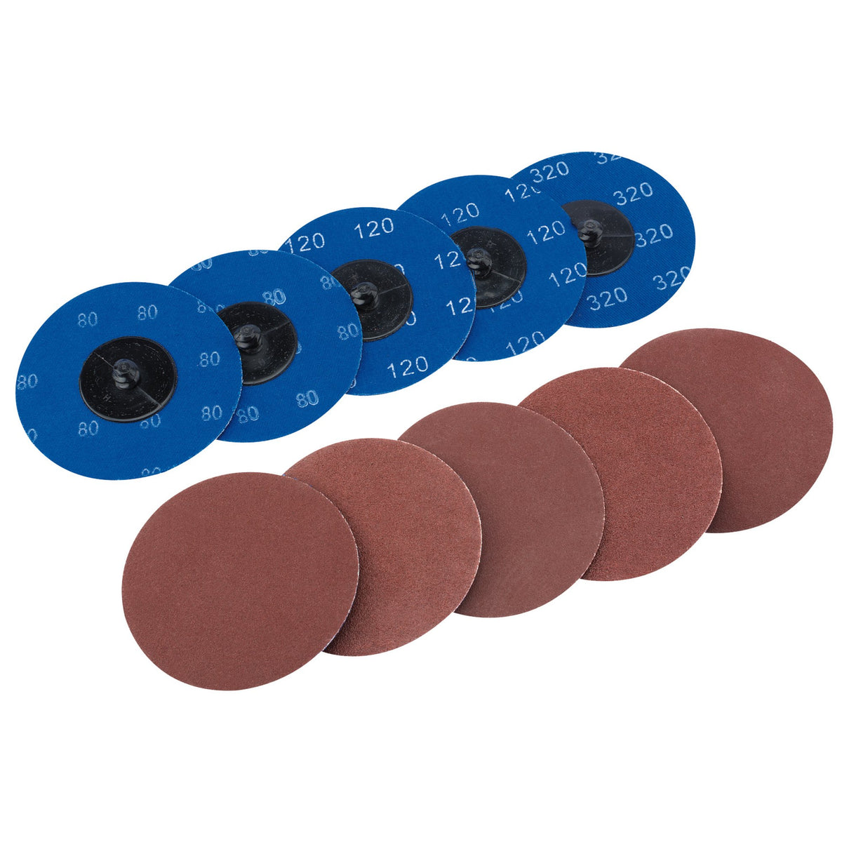 DRAPER Ten 75mm Assorted Aluminium Oxide Sanding Discs : Model No.SD3AB