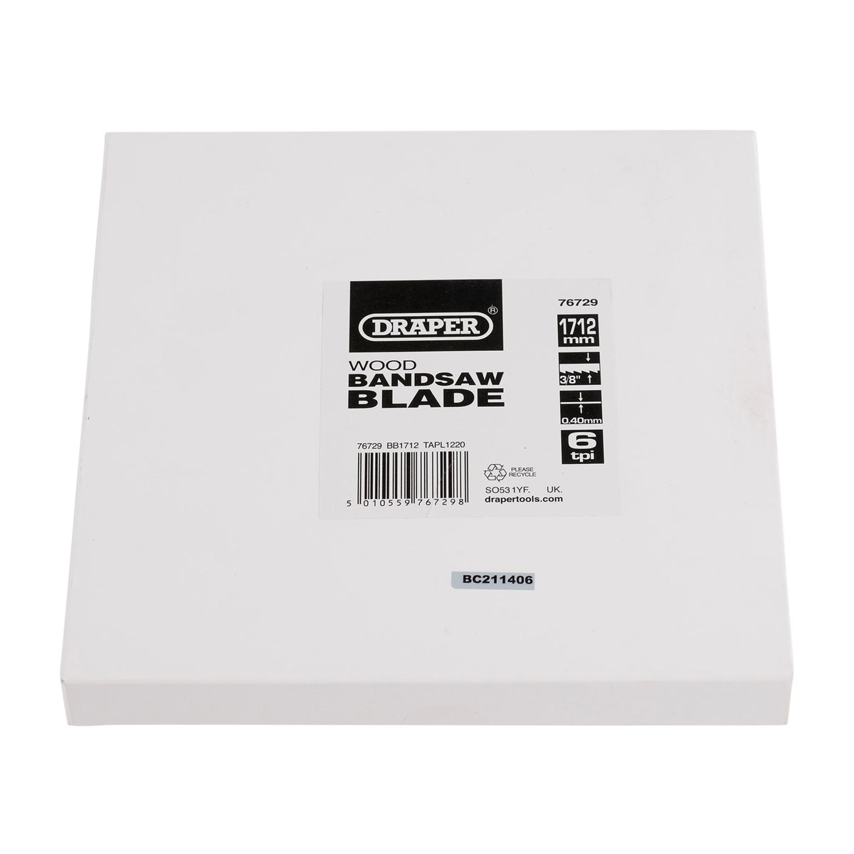 DRAPER Bandsaw Blade 1712mm x 3/8in.X 6 for Model B250A Stock No. 76236: Model No.BB1712