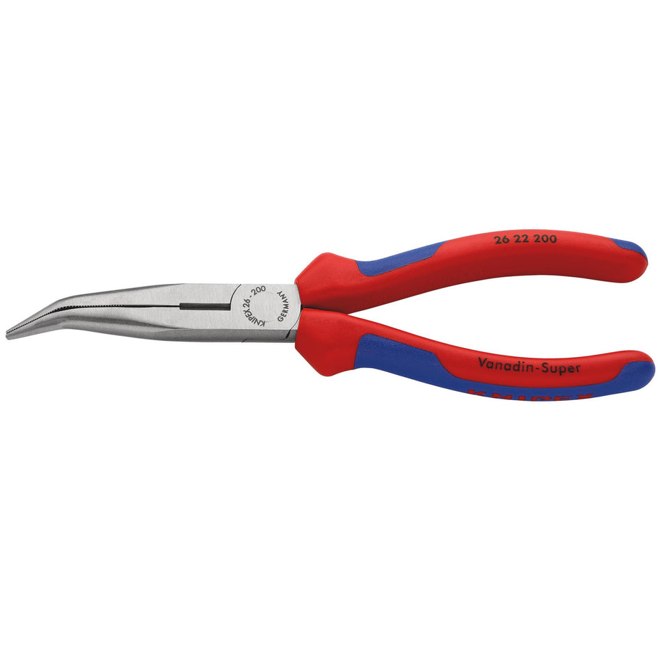 Knipex 200mm Angled Long Nose Pliers with Heavy Duty Handles : Model No.26 22 200