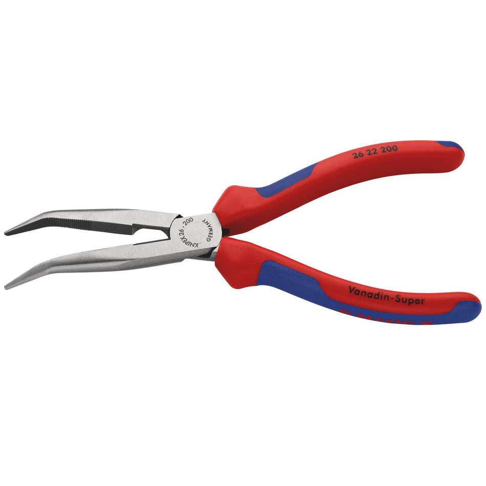Knipex 200mm Angled Long Nose Pliers with Heavy Duty Handles : Model No.26 22 200