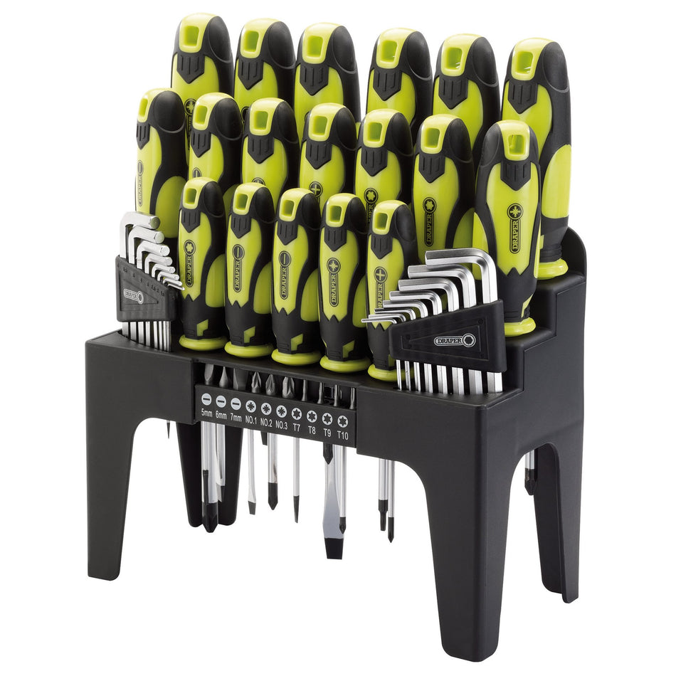 DRAPER 44 Piece Screwdriver, Hex Key and Bit Set (Green): Model No. 864/44/G