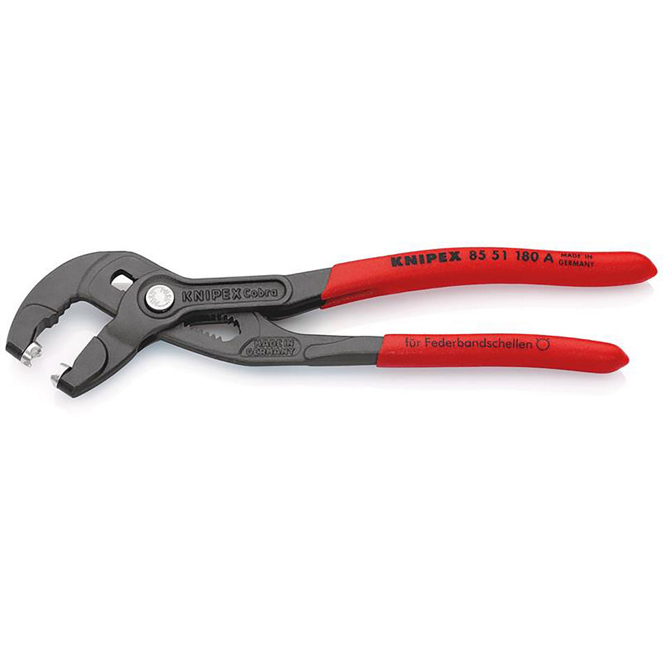 KNIPEX 85 51 180 A SB Spring Hose Clamp Pliers with non-slip plastic coating grey atramentized, 180mm : Model No. 85 51 180 A SB