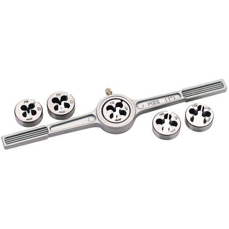DRAPER 6 Piece Circular Metric Die and Holder Set: Model No.D26MM/A