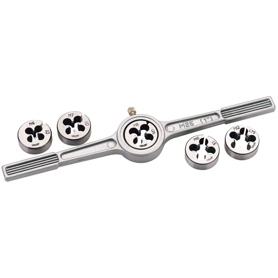 DRAPER 6 Piece Circular Metric Die and Holder Set: Model No.D26MM/A