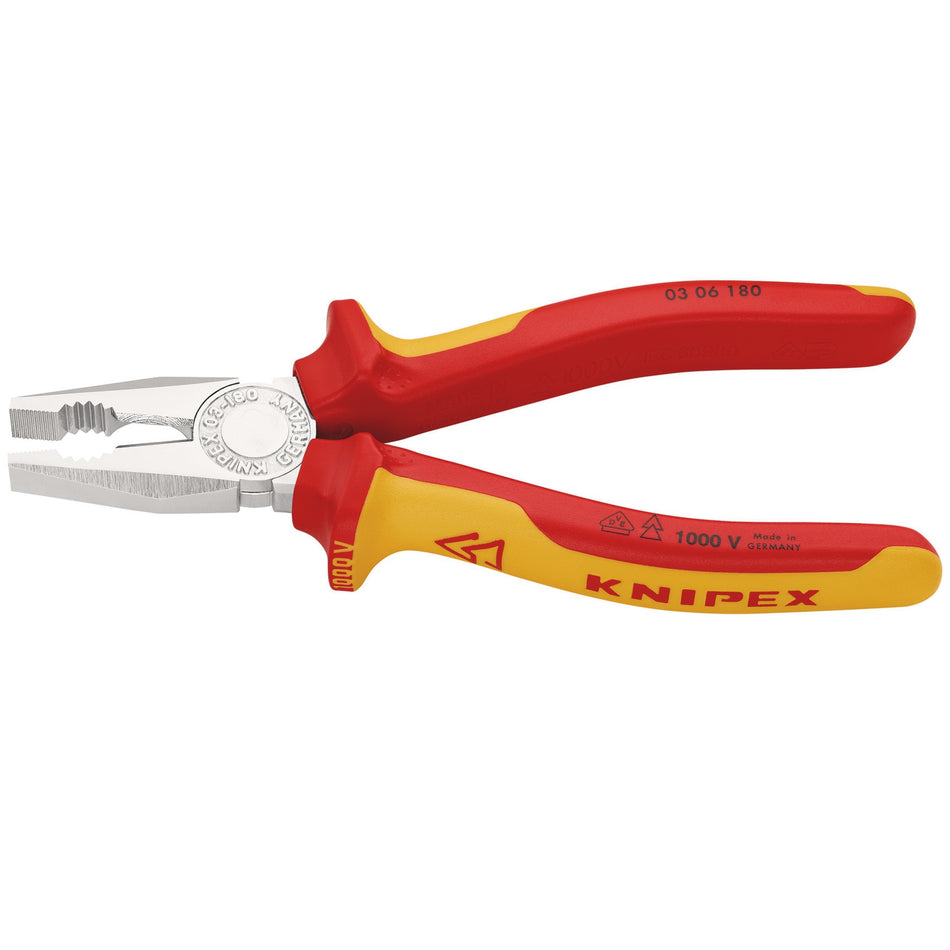 Knipex 180mm Fully Insulated Combination Pliers : Model No.03 06 180 SBE