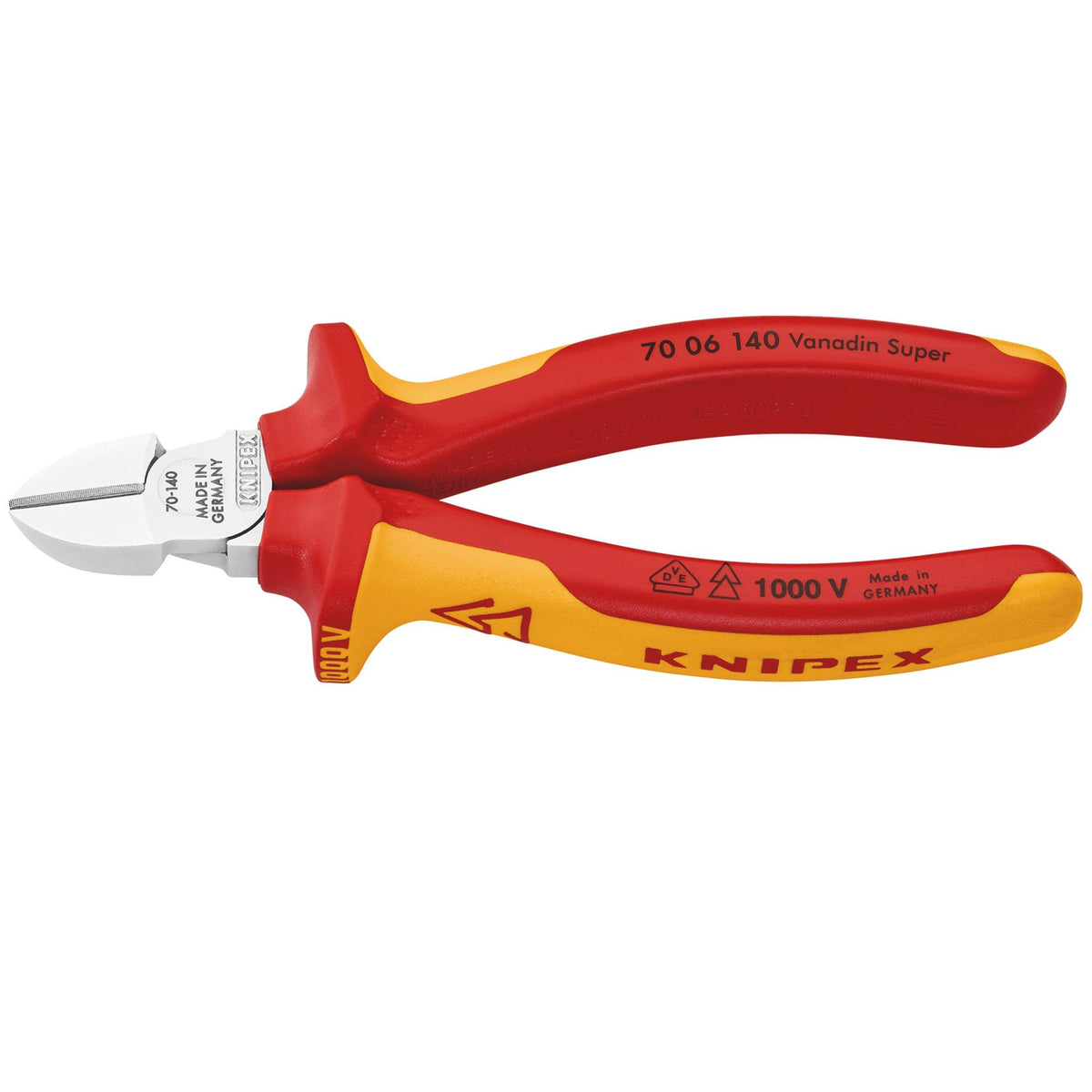 Knipex 140mm Fully Insulated Diagonal Side Cutter : Model No.70 06 140 SBE