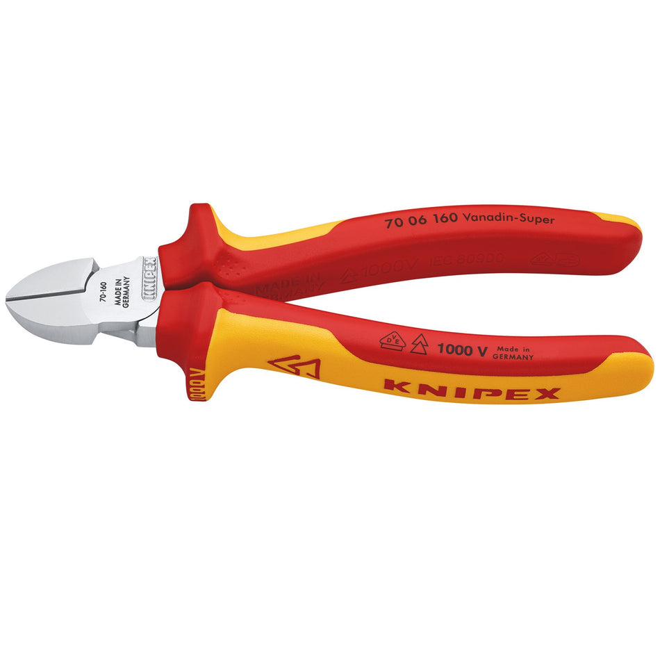 Knipex 160mm Fully Insulated Diagonal Side Cutter : Model No.70 06 160 SBE