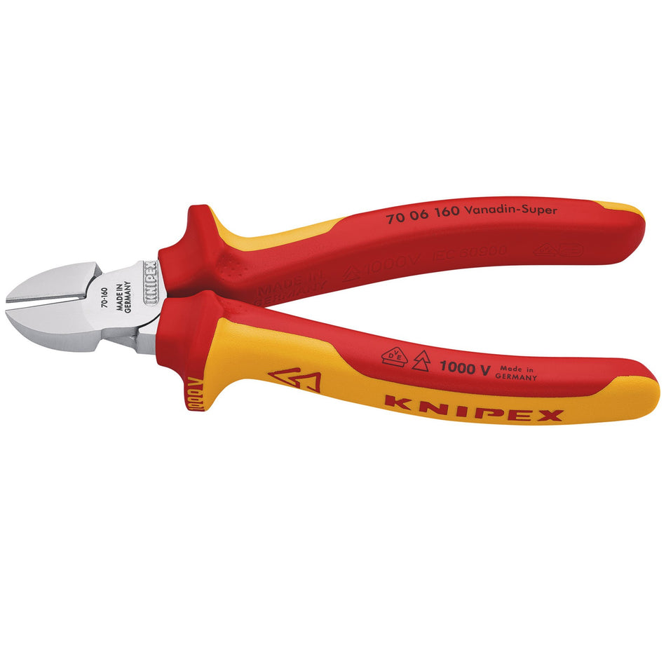 Knipex 160mm Fully Insulated Diagonal Side Cutter : Model No.70 06 160 SBE