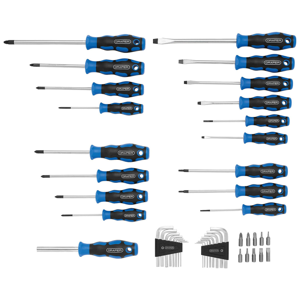 DRAPER Soft Grip Screwdriver, Hex Key and Bit Set (44 piece) : Model No.865/44
