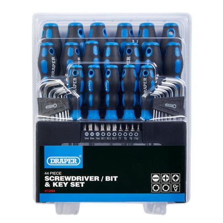 DRAPER Soft Grip Screwdriver, Hex Key and Bit Set (44 piece) : Model No.865/44