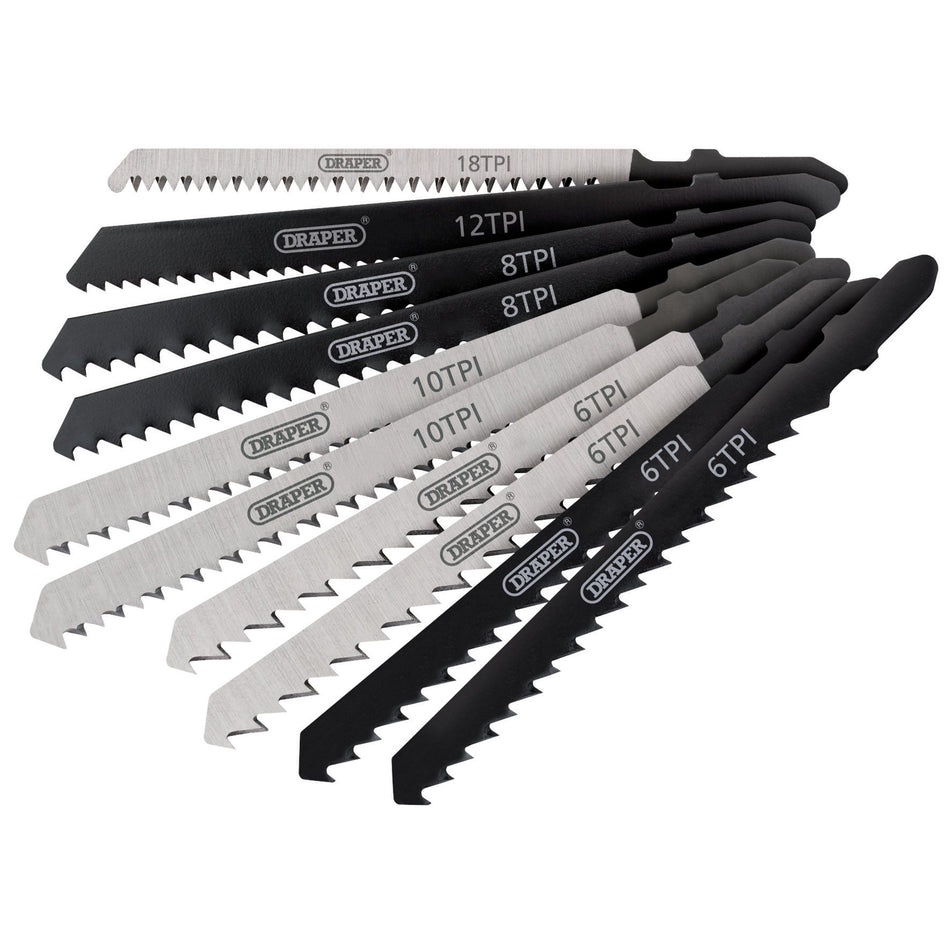 DRAPER Expert 10 Piece Assorted Jigsaw Blade Set: Model No. JSBCOM10W