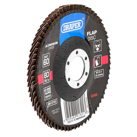 Aluminium Oxide Flap Disc, 115 x 22.23mm, 60 Grit : Model No. FDA115