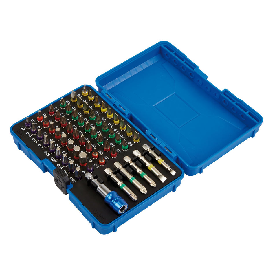 DRAPER Coloured Screwdriver Bit Set With Magnetic Holder (60 piece): Model No. CMBH60