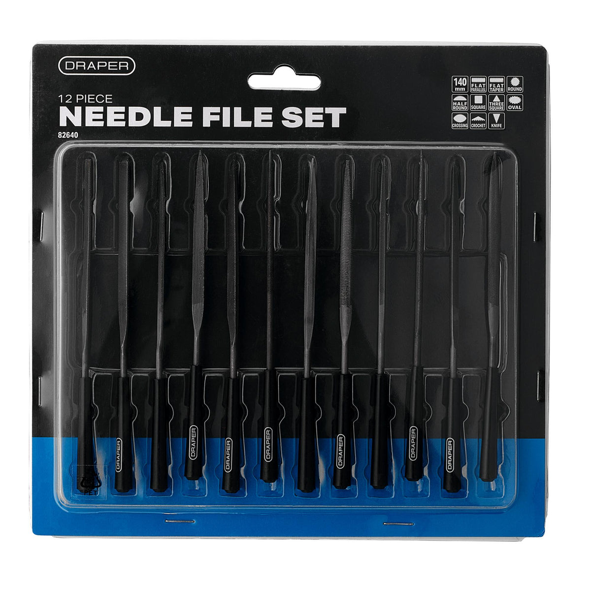 DRAPER 140mm Needle File Set (12 Piece): Model No. 4884/12D