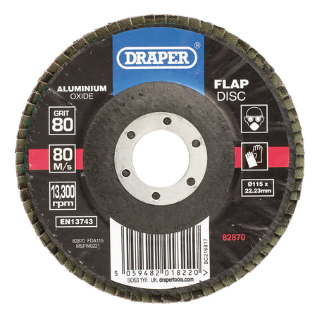Aluminium Oxide Flap Disc, 115 x 22.23mm, 80 Grit : Model No. FDA115