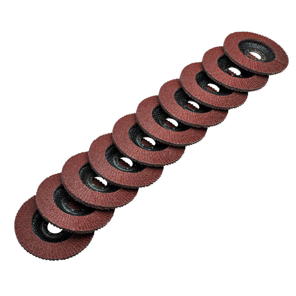 DRAPER Aluminium Oxide Flap Discs, 115 x 22.23mm, 40 Grit (Pack of 10) Model No. FDAB115