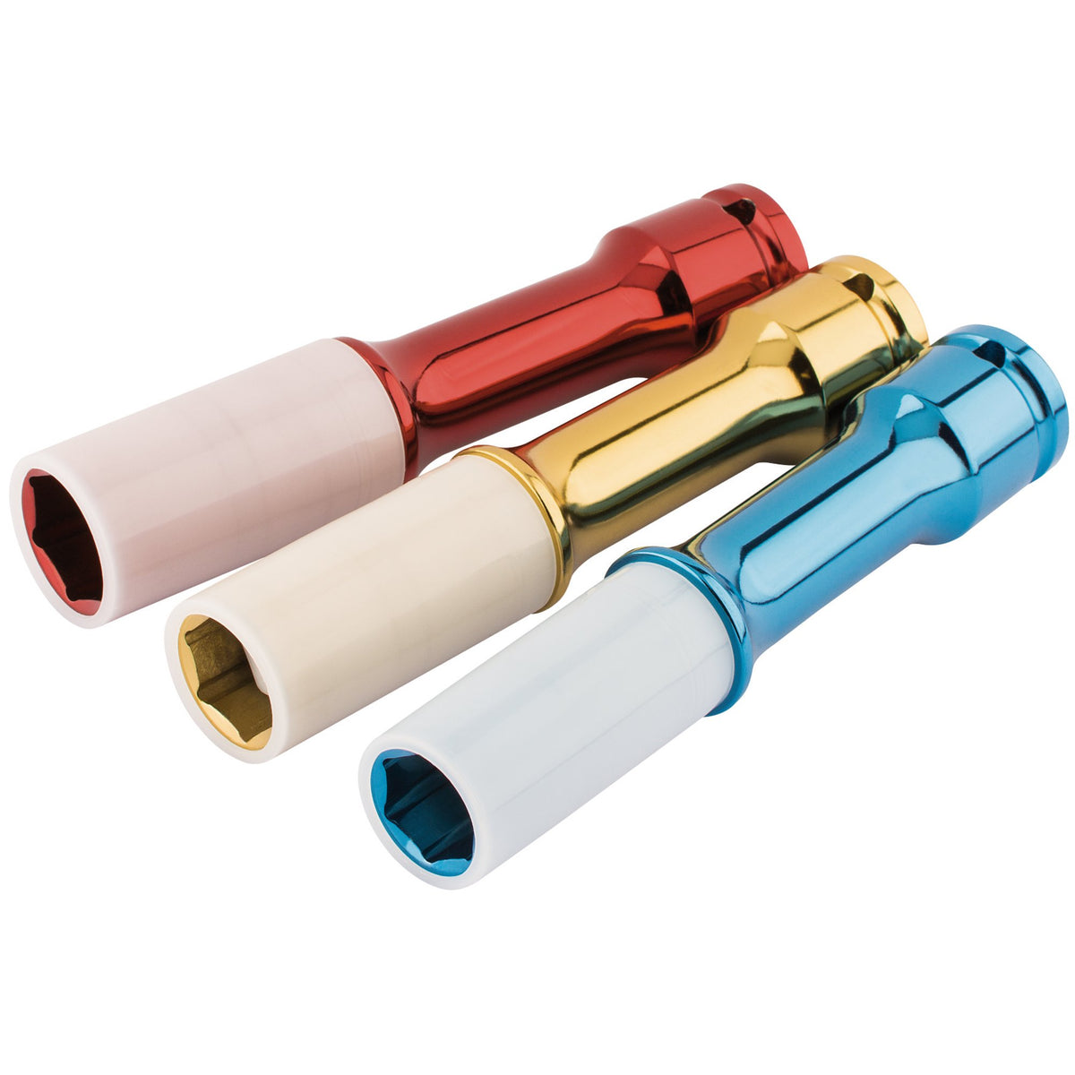1/2" Sq. Dr. Long Reach Wheel Nut Sockets for Alloy Wheels (3 Piece): Model No. AWNSS/3/LR