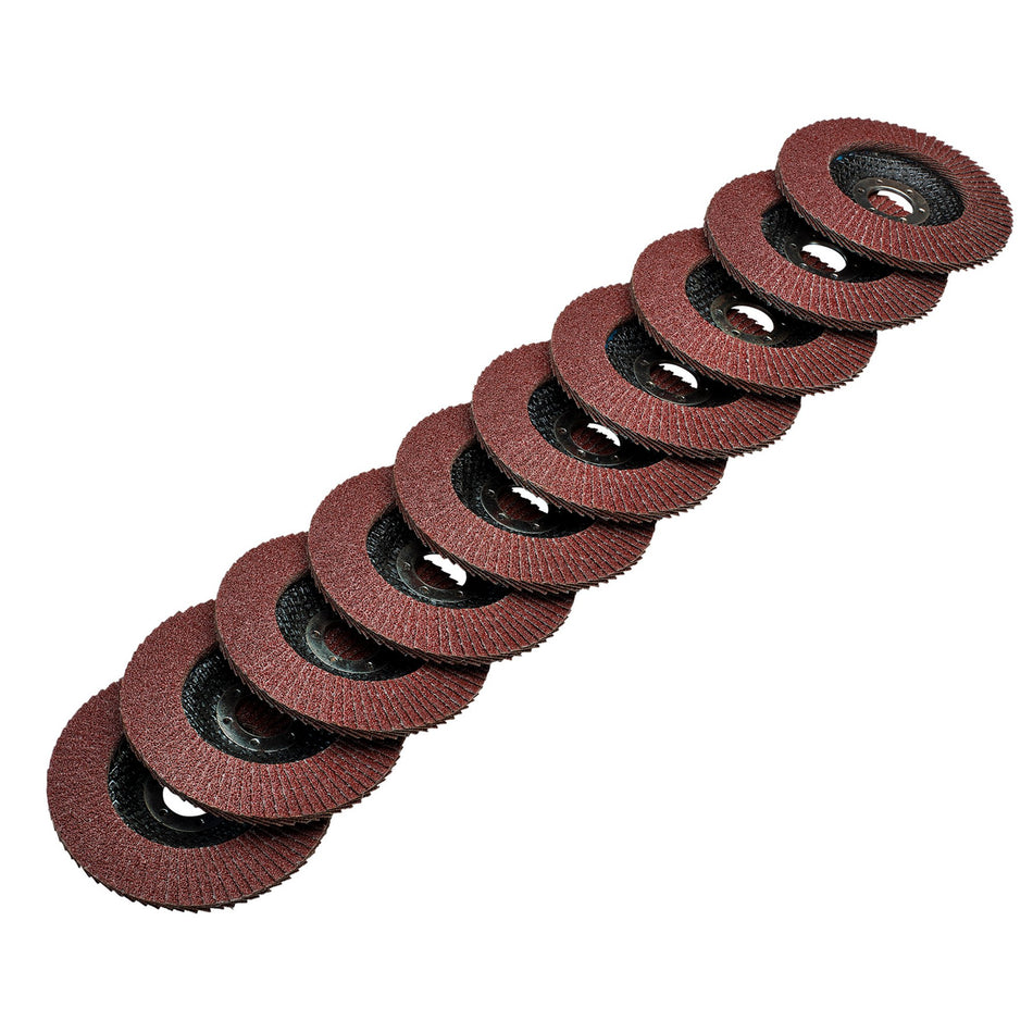 DRAPER Aluminium Oxide Flap Discs, 115 x 22.23mm, 60 Grit (Pack of 10) Model No. FDAB115