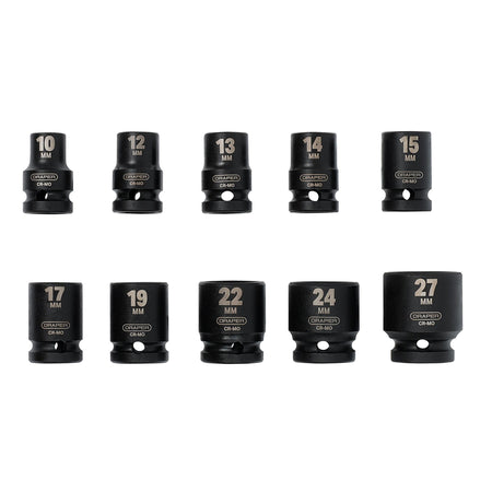 1/2" Sq. Dr. Metric Impact Socket Set (10 Piece): Model No.410/10/MM