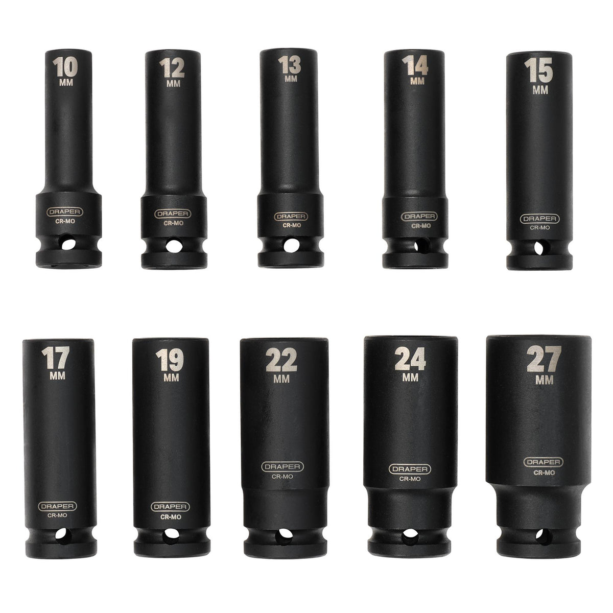 1/2" Sq. Dr. Metric Deep Impact Socket Set (10 Piece): Model No.410D/10/MM