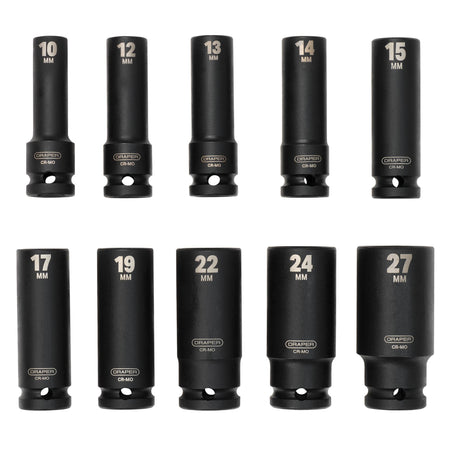 1/2" Sq. Dr. Metric Deep Impact Socket Set (10 Piece): Model No.410D/10/MM