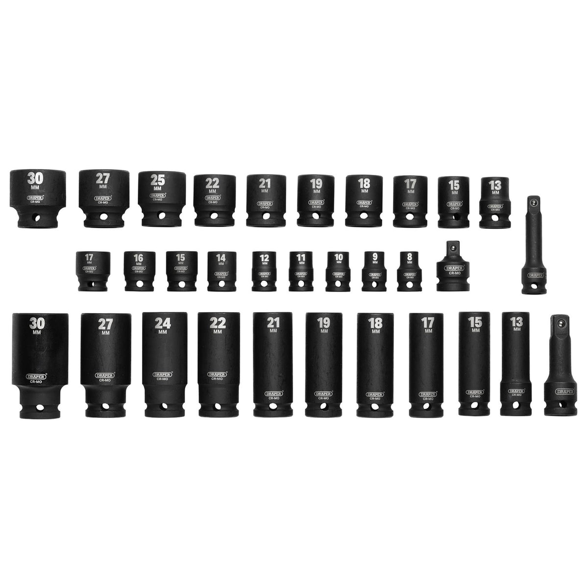 3/8" and 1/2" Sq. Dr. Impact Socket Set (32 Piece): Model No.409/32/MM