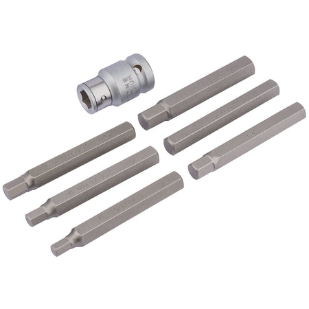 6mm - 12mm Hexagon Bit Set and Holder 1/2" Square Drive (7 Piece): Model No. HX7/12M/B