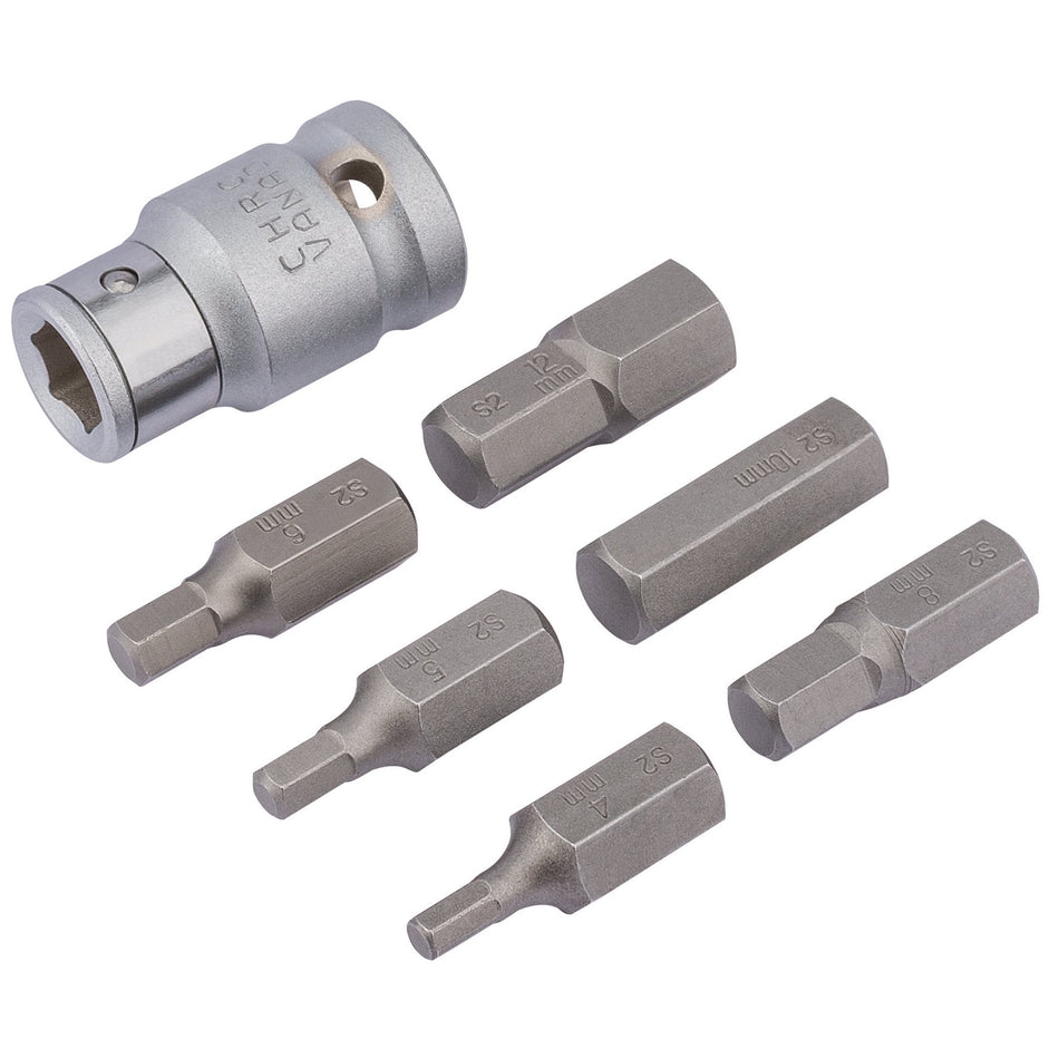 1/2" Square Drive Metric Hexagon Bit Set (7 Piece): Model No. 3402/B