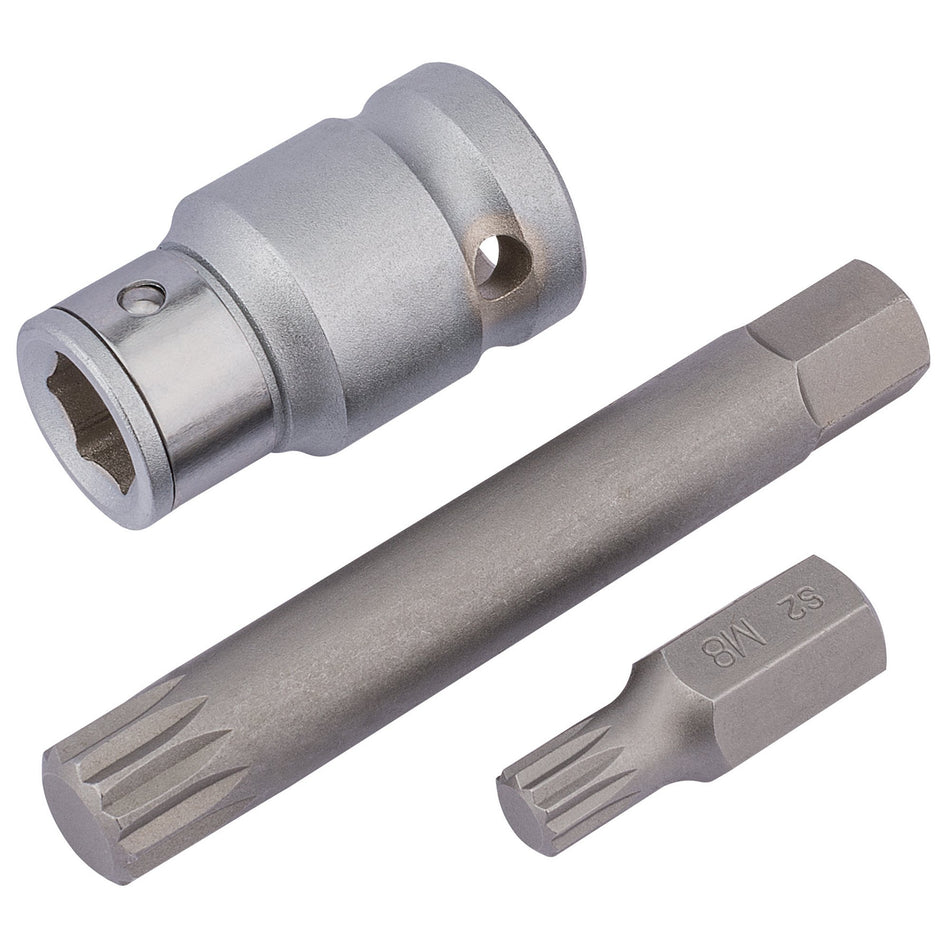 1/2" Sq. Dr. Spline Bit Set (3 Piece): Model No. MSB3/B