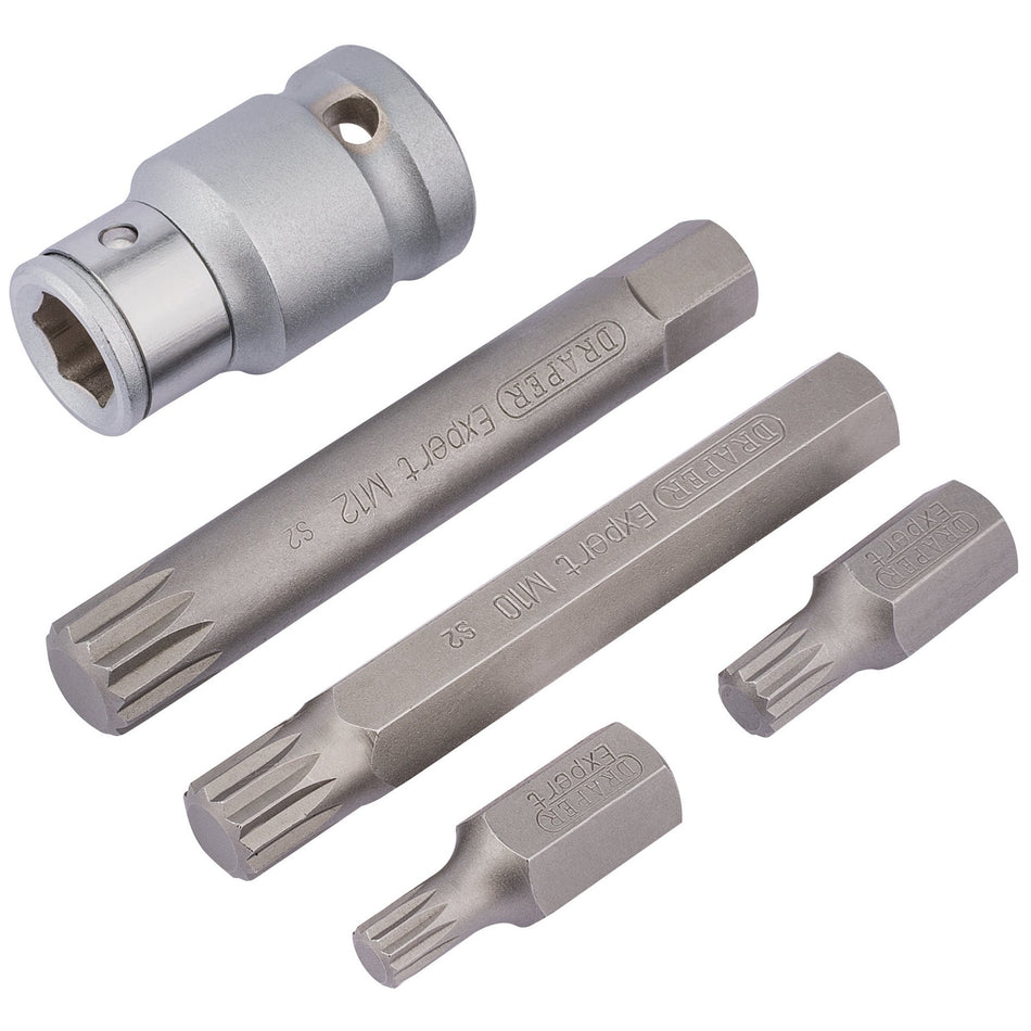 1/2" Square Drive Spline Bit Set (5 Piece): Model No. MSB5/B