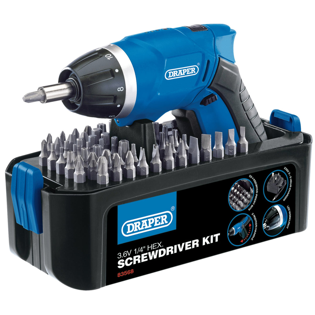 DRAPER Storm Force Cordless Li-ion Screwdriver Kit (3.6V)